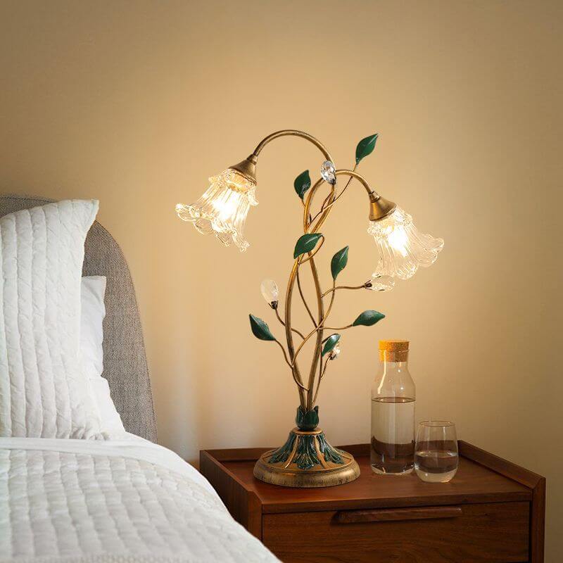 Luxurious Glass Floral Desk Lamp