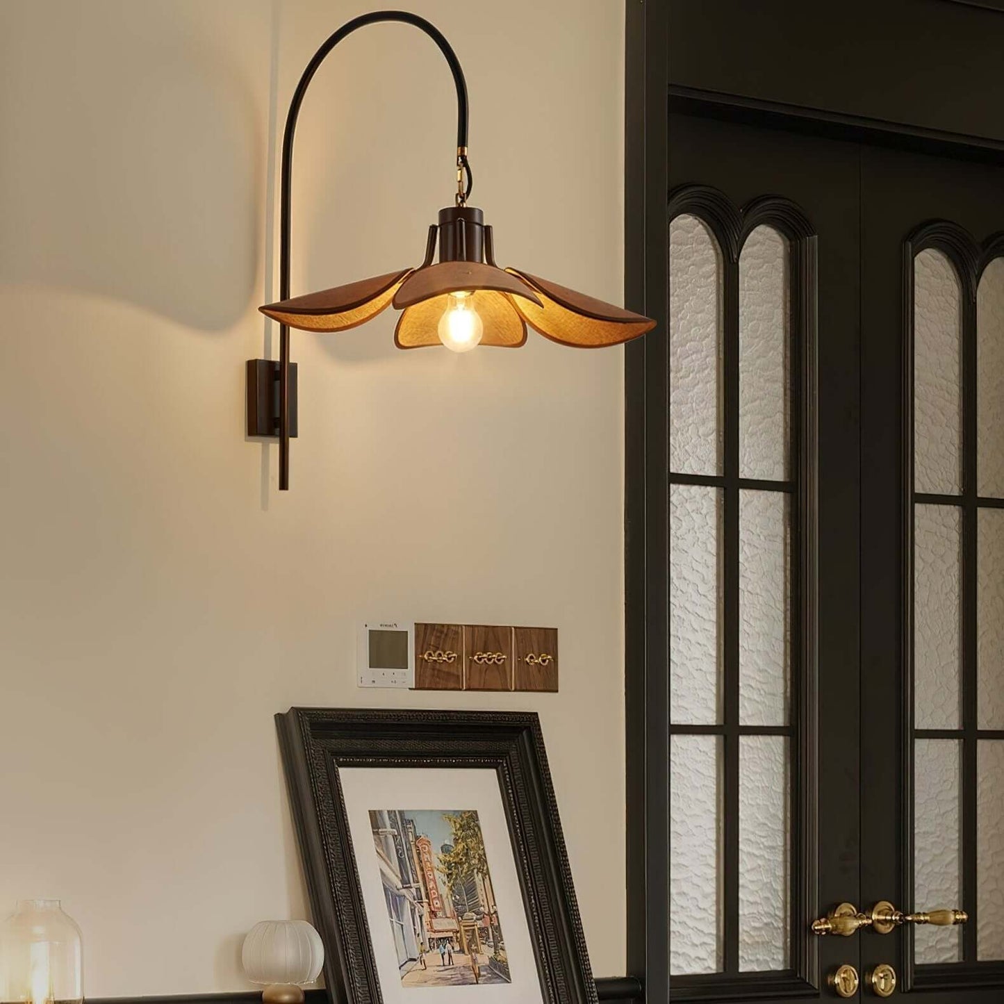 Beautiful Floral Glass Table Lamp