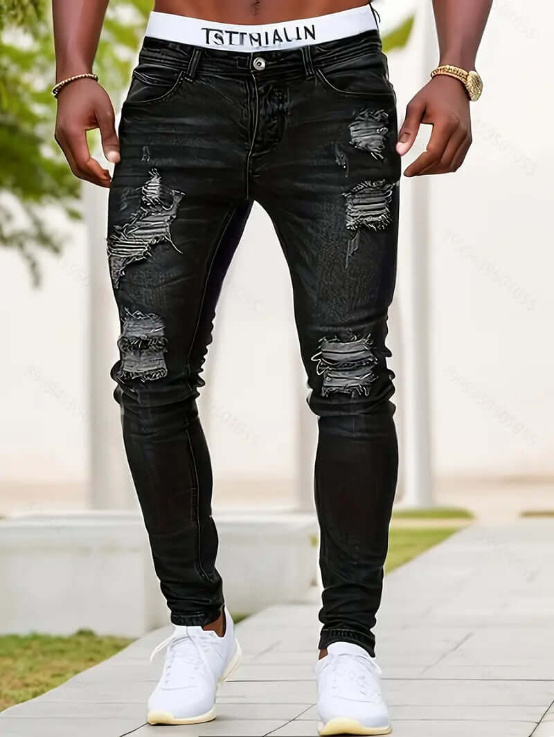 Trendy Distressed Slim Fit Jeans
