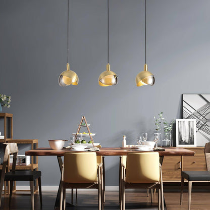 Customizable Chrome Hanging Lamp with Clear Glass Shade