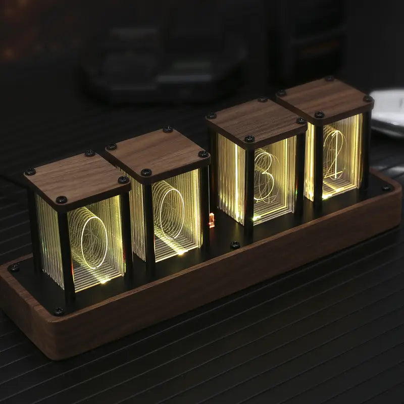 Vintage Style WiFi Digital Clock with Wooden Finish