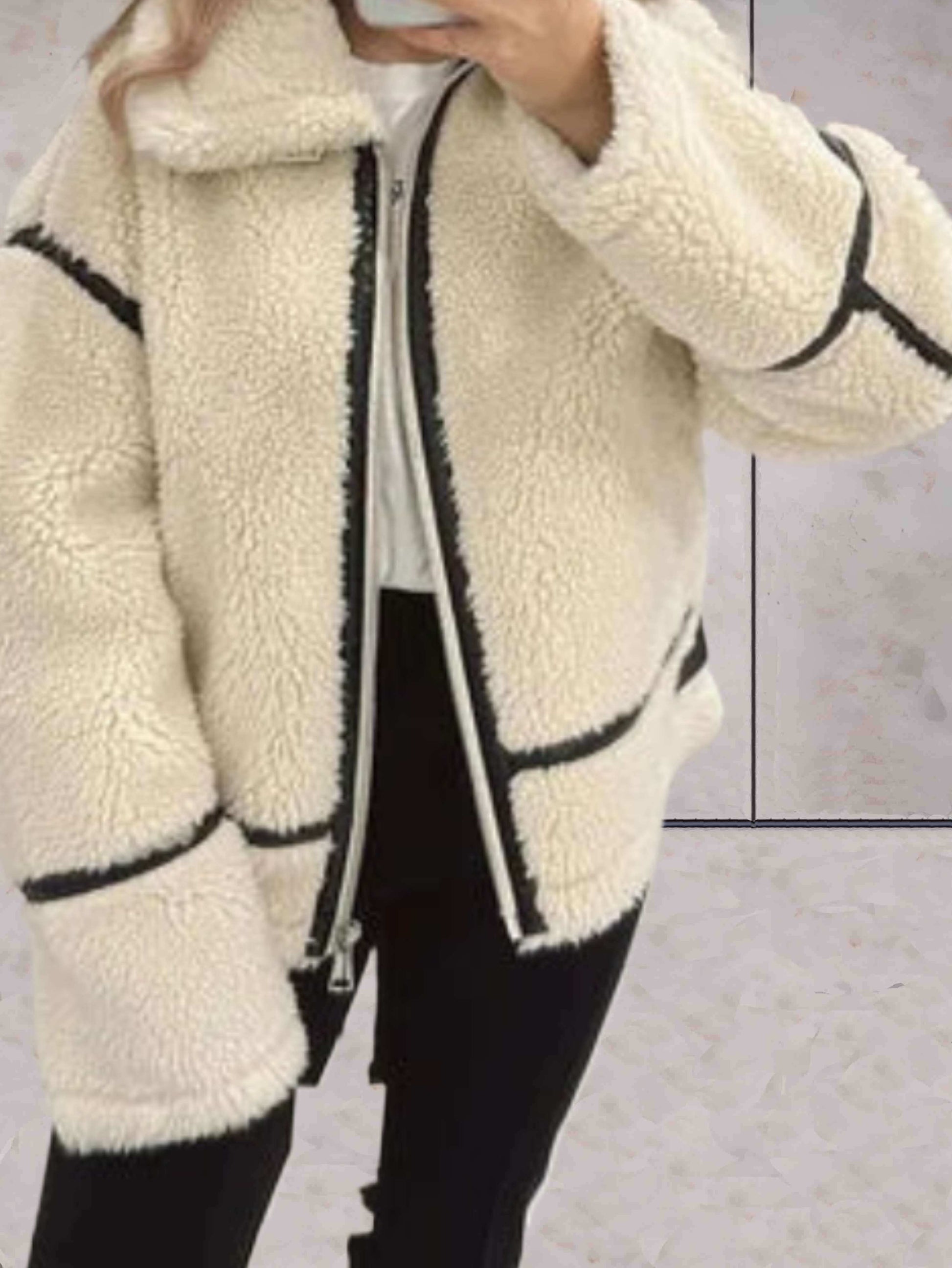 Ladies Large Cozy Fleece Zip Up Jacket - Luxivelle
