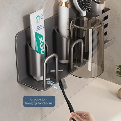 Sleek Wall Mount Toothbrush Holder with Drainage Slots