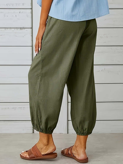 Fit Women's Stretchy Waistline Pants with Pockets