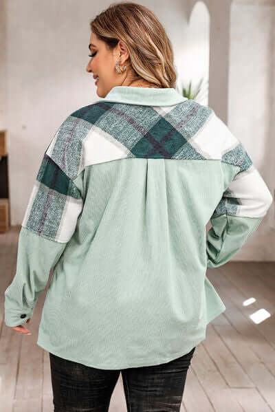 Large Plaid Flannel Shirt Jacket For Women