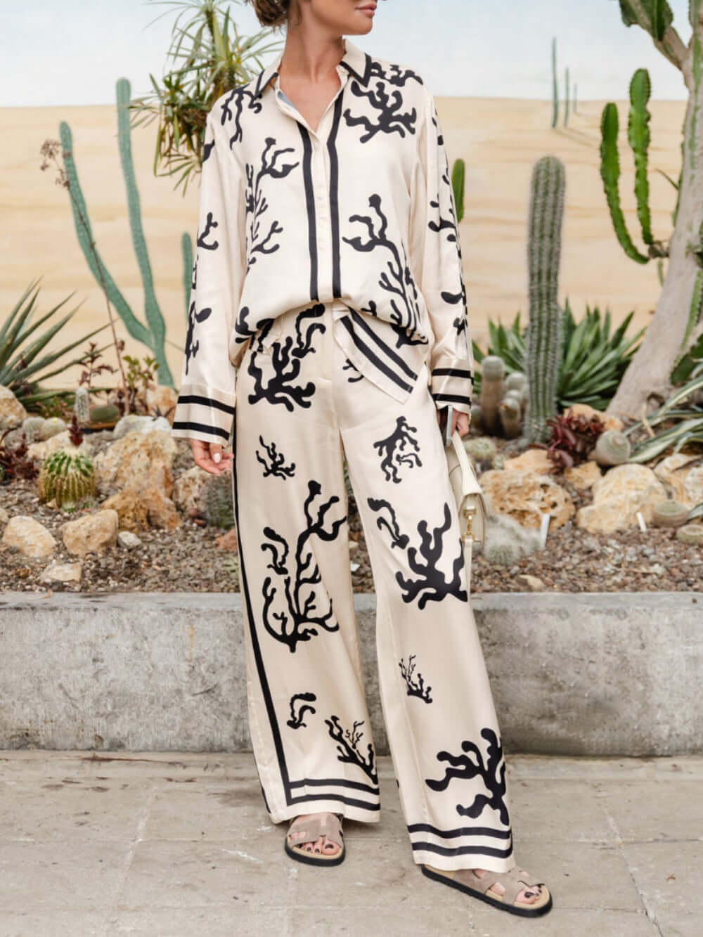 Ladies' Soft Blouse and Palazzo Pants Outfit