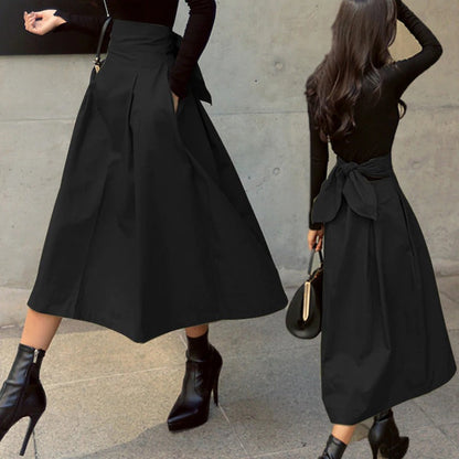 Classic Fit Women's Midi Skirt with Flared Hem