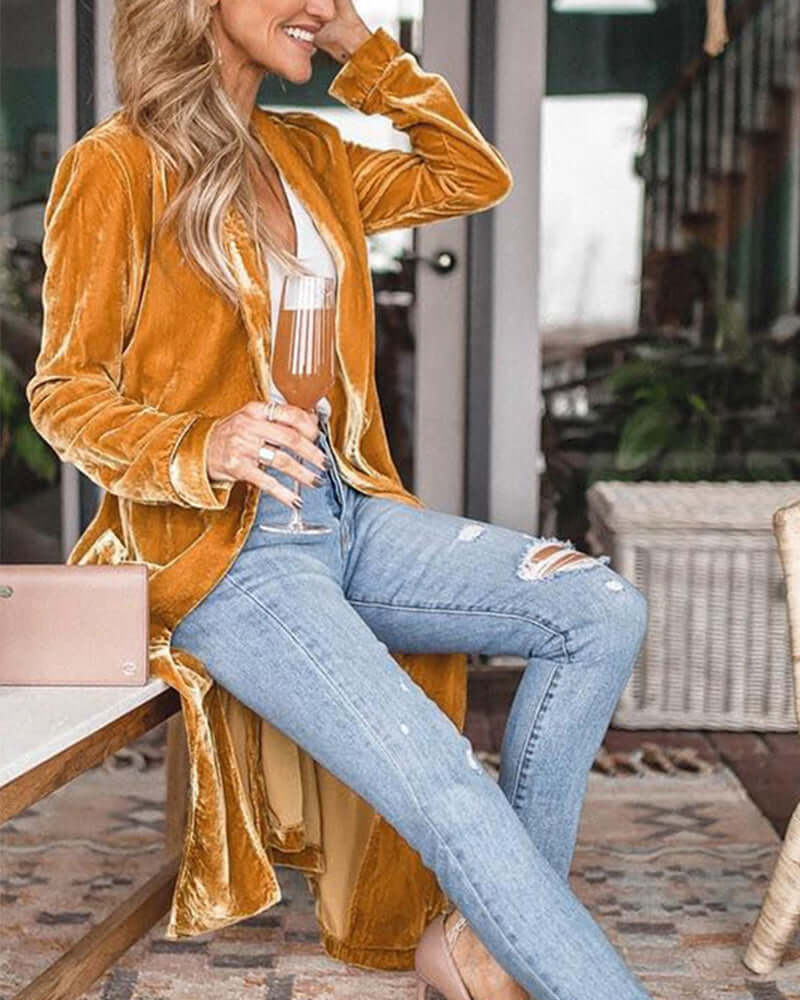 Soft Women's Oversized Velvet Kimono Cardigan