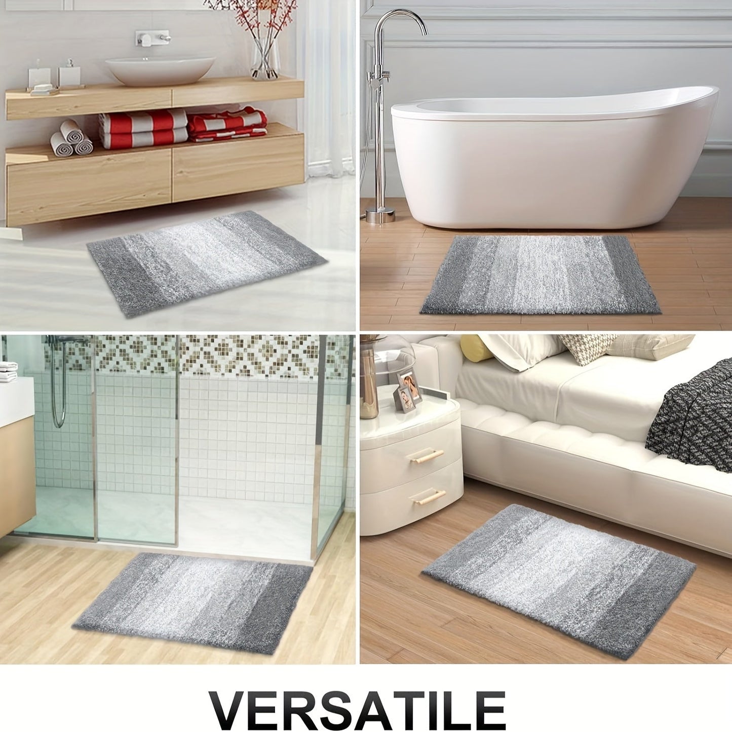Plush Microfiber Bath Mat - Soft, Grip, Washable Bathroom Floor Mat