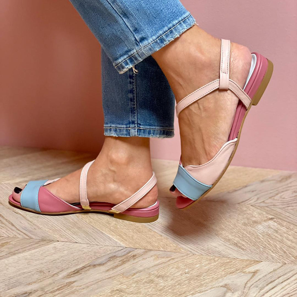 Stylish One Side Pink Block Heel Sandals