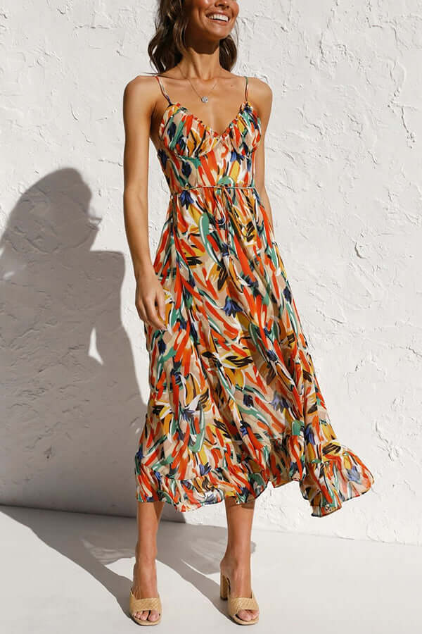 Ladies' Pretty Flower Tea Dress - Luxivelle