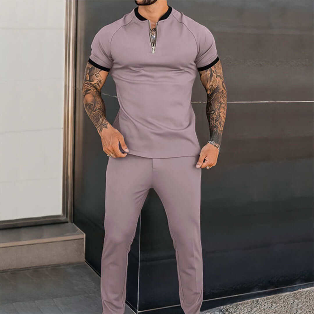 Relaxed Fit Polo and Pants Set