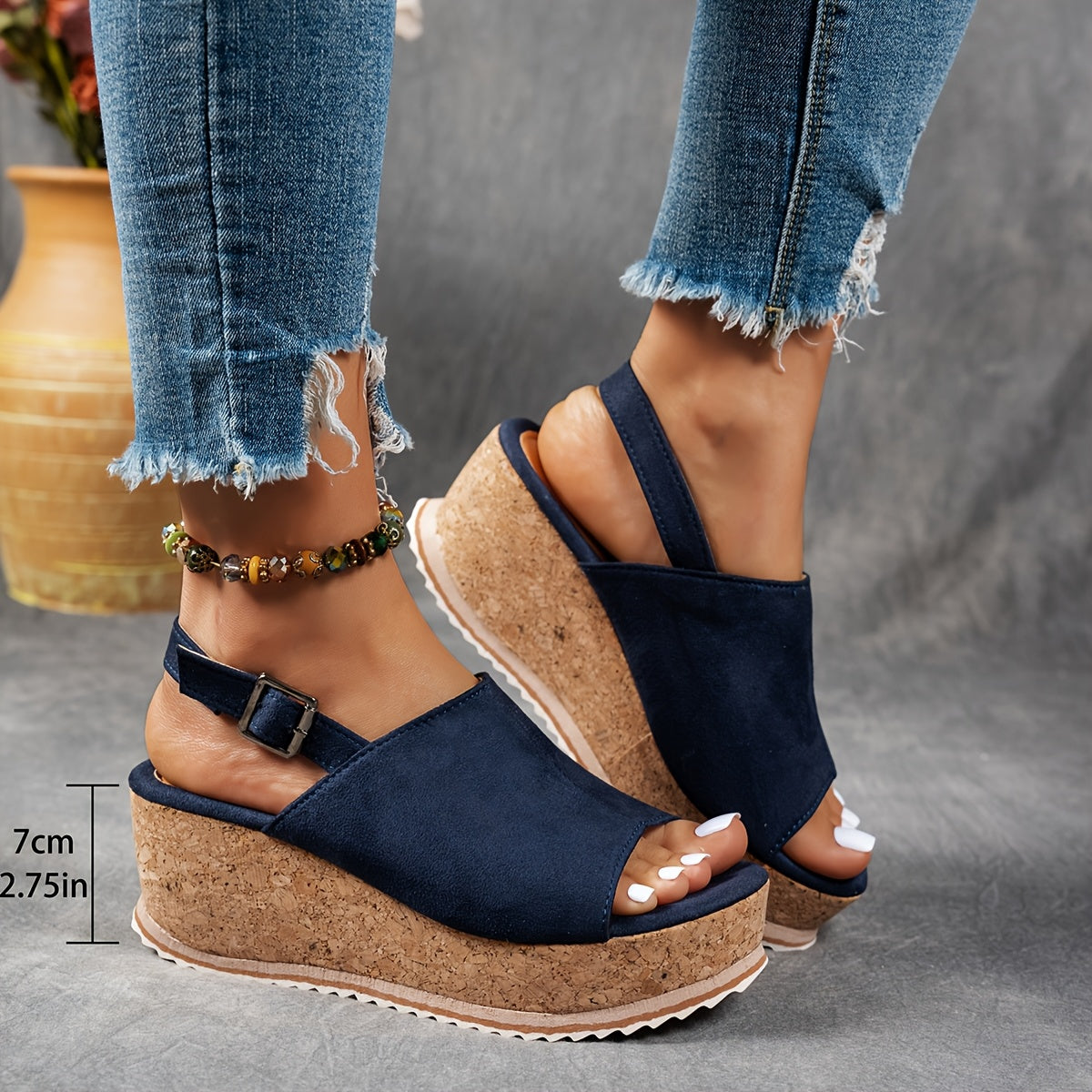 Comfortable Platform Buckle Sandals with Cushion Sole