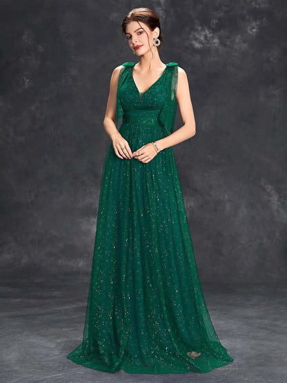 Sparkly High Neck Strapless Formal Maxi Dress - Luxivelle