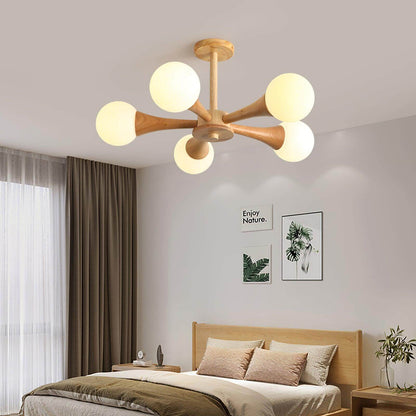 Luxury Wood and Glass Pendant Light
