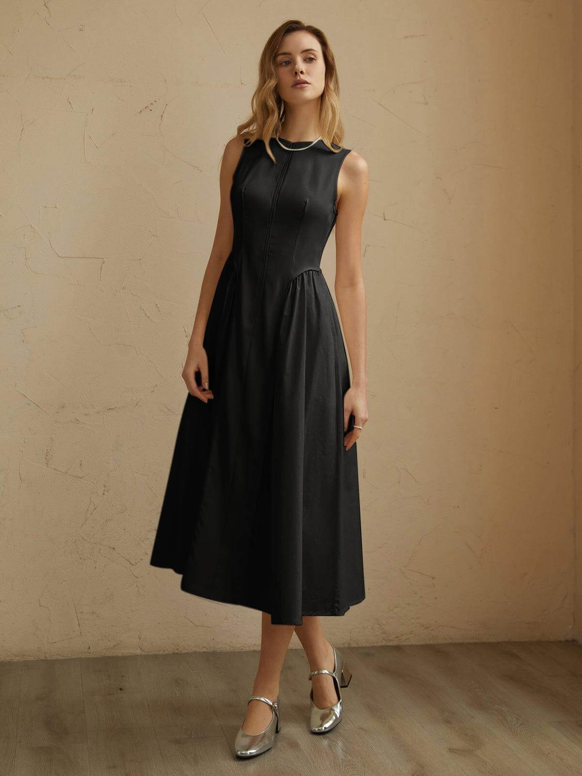 Flared Waist Knee Length Dress