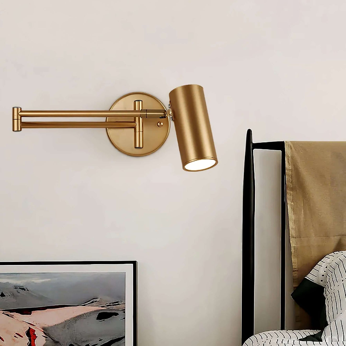 Flexible Brushed Steel LED Wall Light with Arm