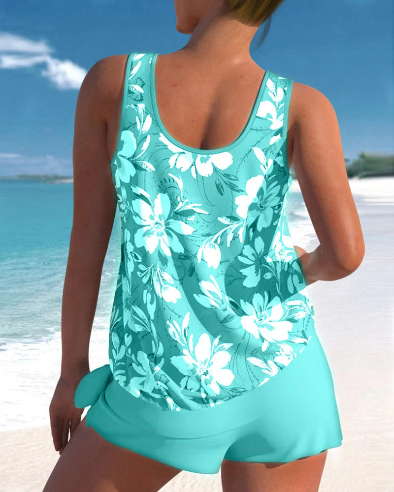 Women's Floral Tankini Swimwear Quick Dry Beach Shorts