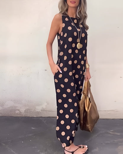 Long Polka Dot Dress with Side Slit