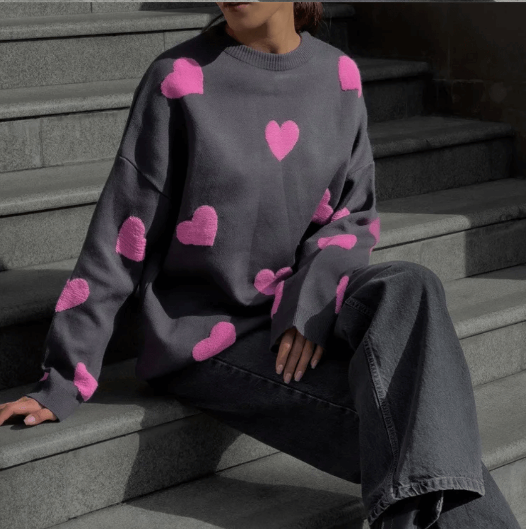 Comfortable Casual Heart Pattern Sweater