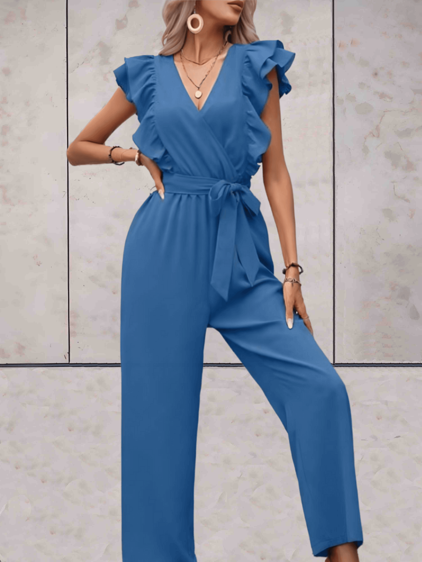 Chic Flare Sleeve V-Neck Romper