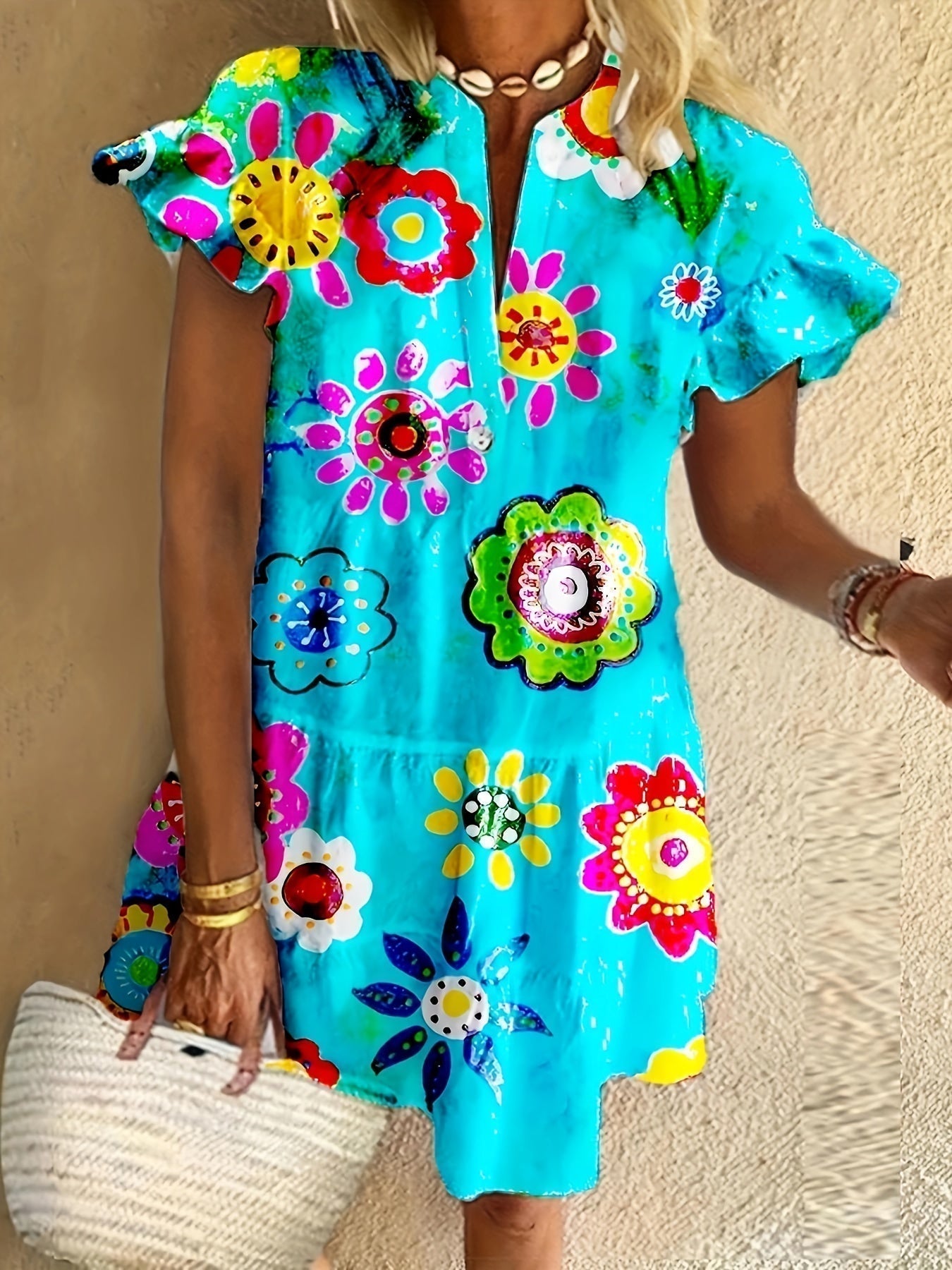 Beautiful Floral Floor Length Evening Dress