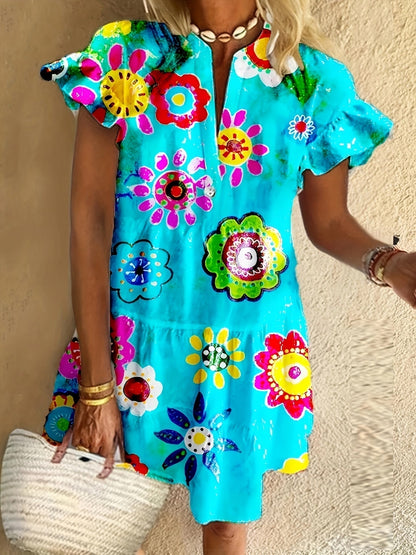 Beautiful Floral Floor Length Evening Dress