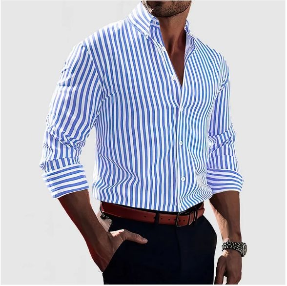 Slim Fit Striped Dress Shirt for Men