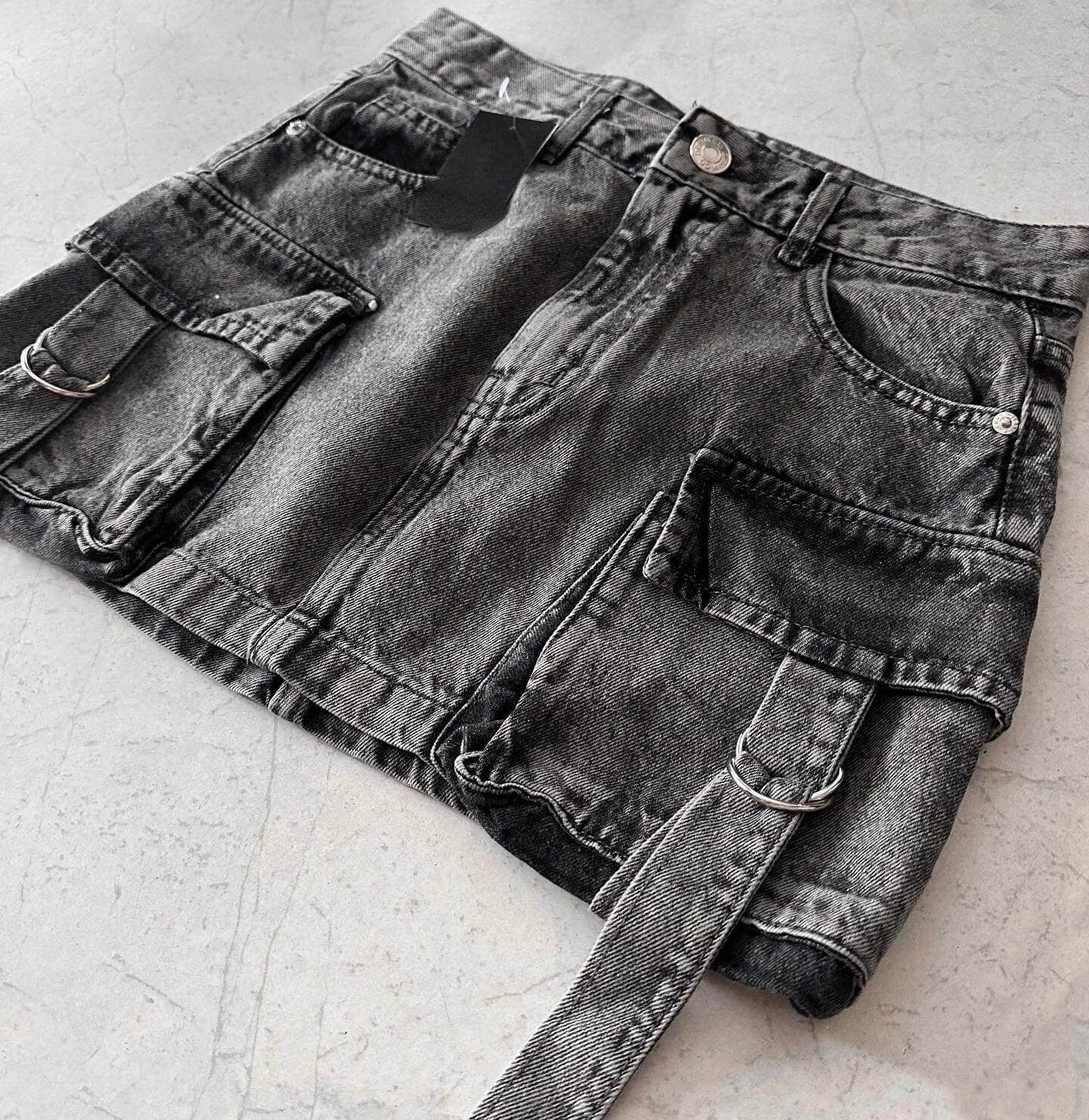 Fashionable High Waist Jean Mini Skirt