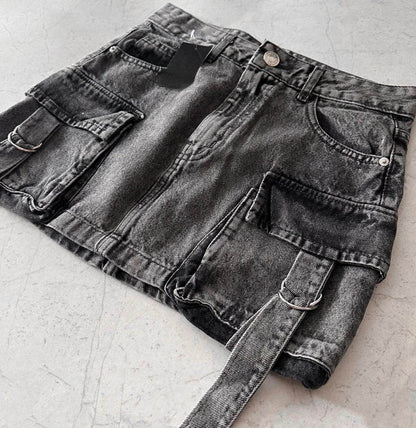 Fashionable High Waist Jean Mini Skirt