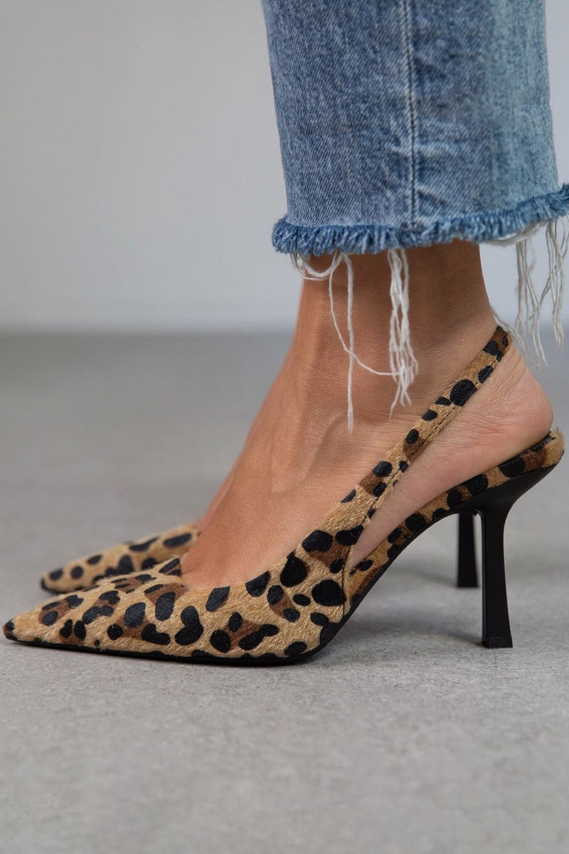 Brown Leopard Pointed Toe High Heels - Luxivelle