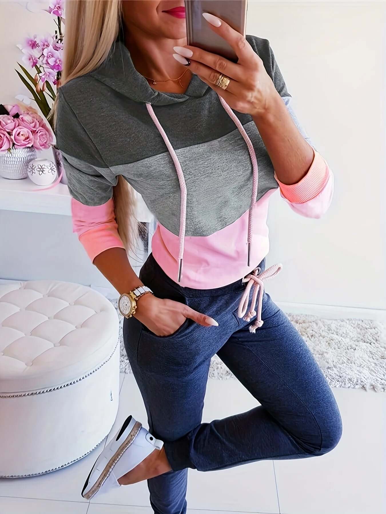 Casual Crew Neck Oversized Sweatshirt - Luxivelle