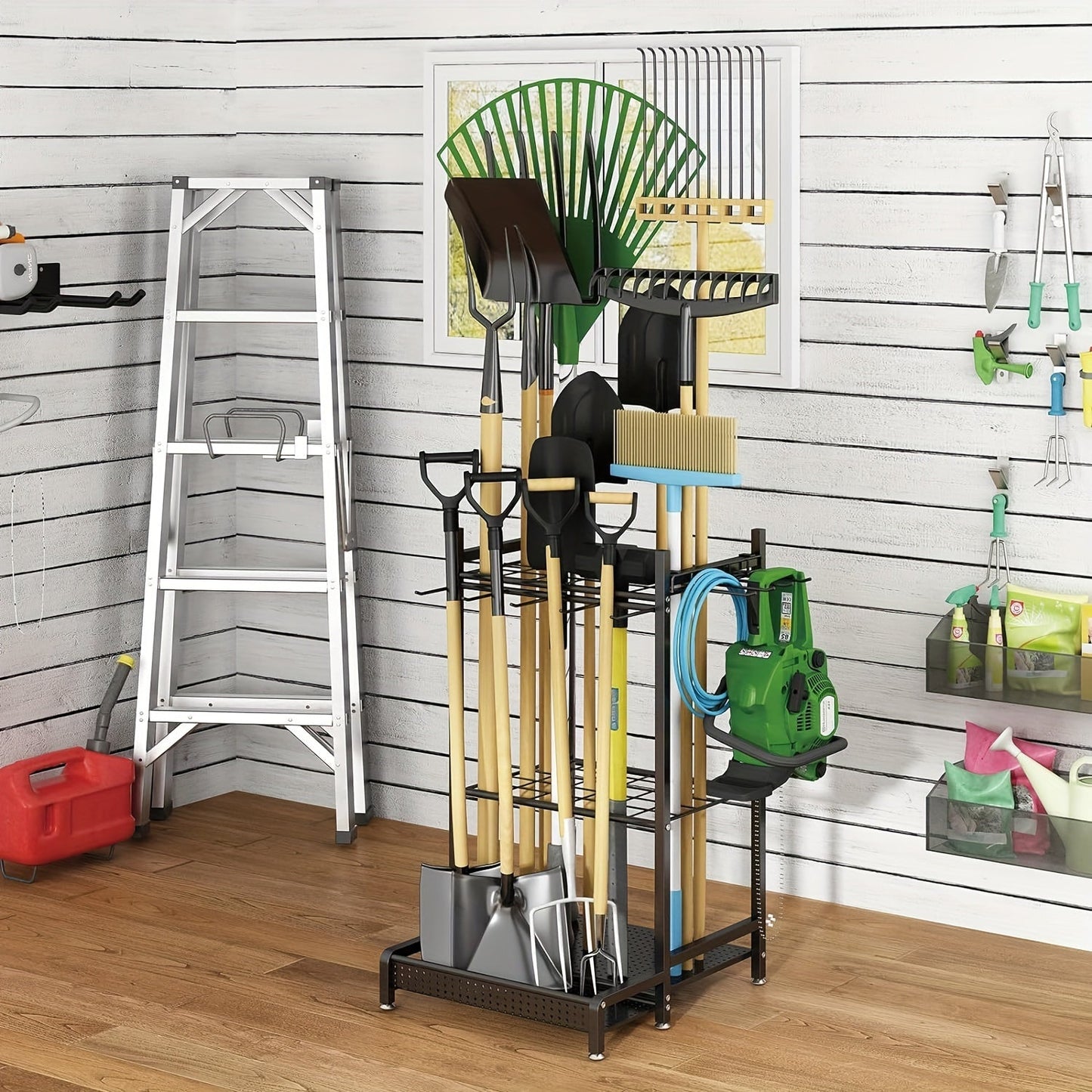 Strong Steel Garden Storage Rack – Outdoor Tool Holder