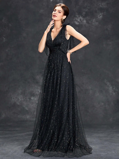 Sparkly High Neck Strapless Formal Maxi Dress