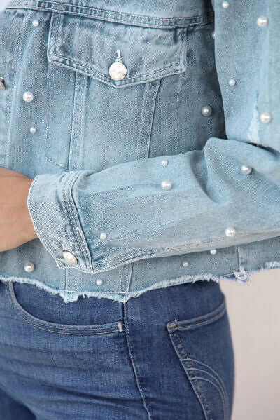 Classic ladies' Beaded Jeans Jacket