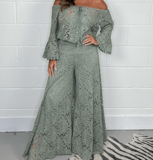 Relaxed Fit Crochet Two Piece Outfit Set