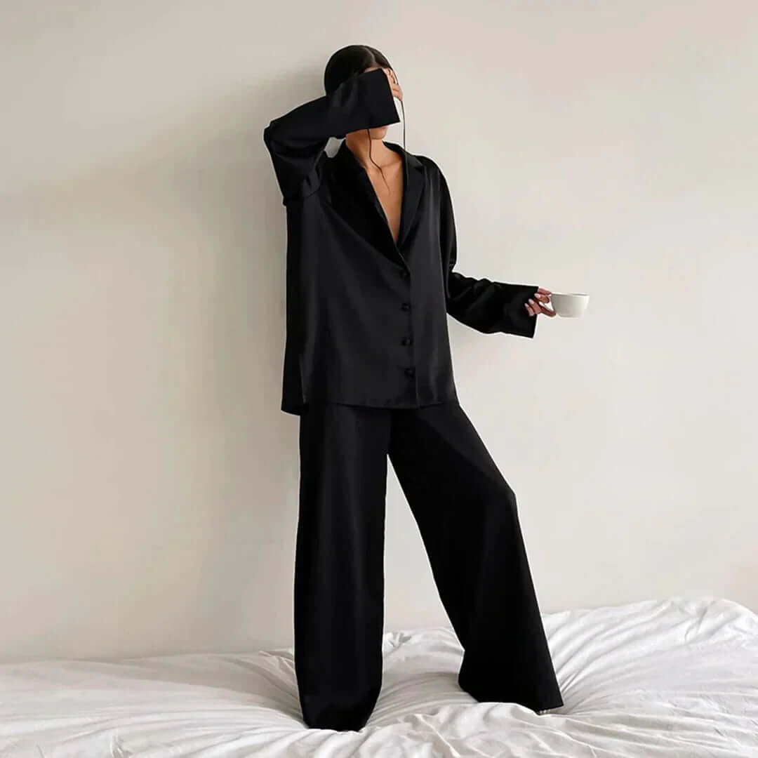Ladies Classic Fit Shirt & Loose Pant Set - Luxivelle