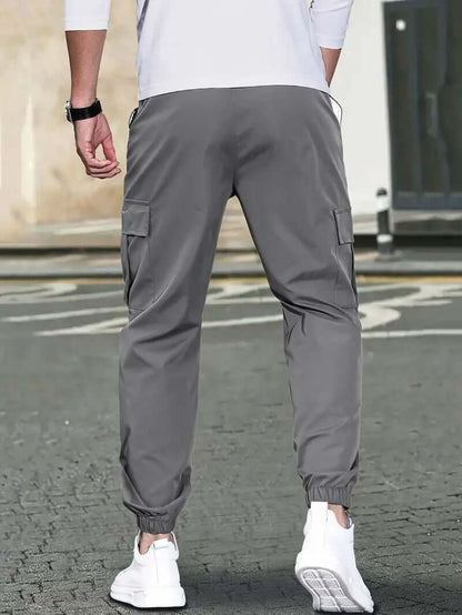 Comfortable Elastic Waist Trousers with Pockets