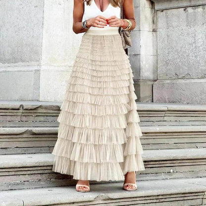 Floral Ruffled Midi Skirt for Women