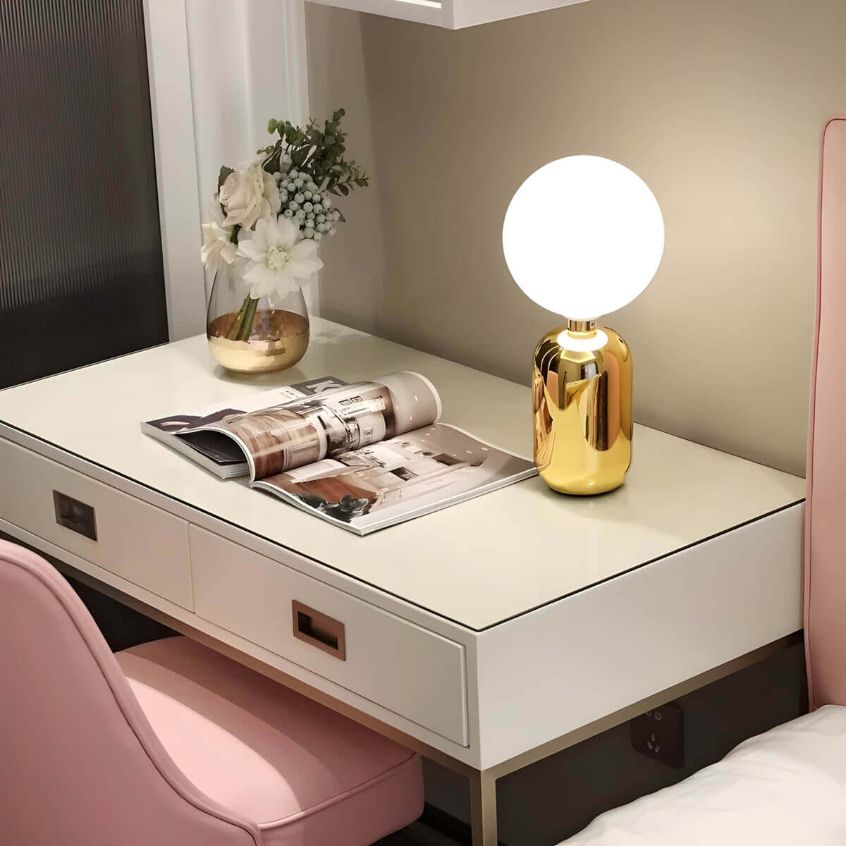 Luxury Glass and Metal Desk Lamp with G9 Bulb