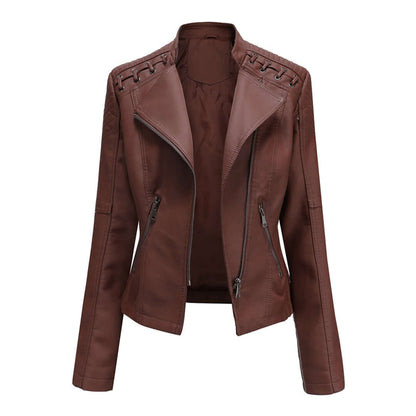 Ladies Vegan Leather Motorcycle Jacket