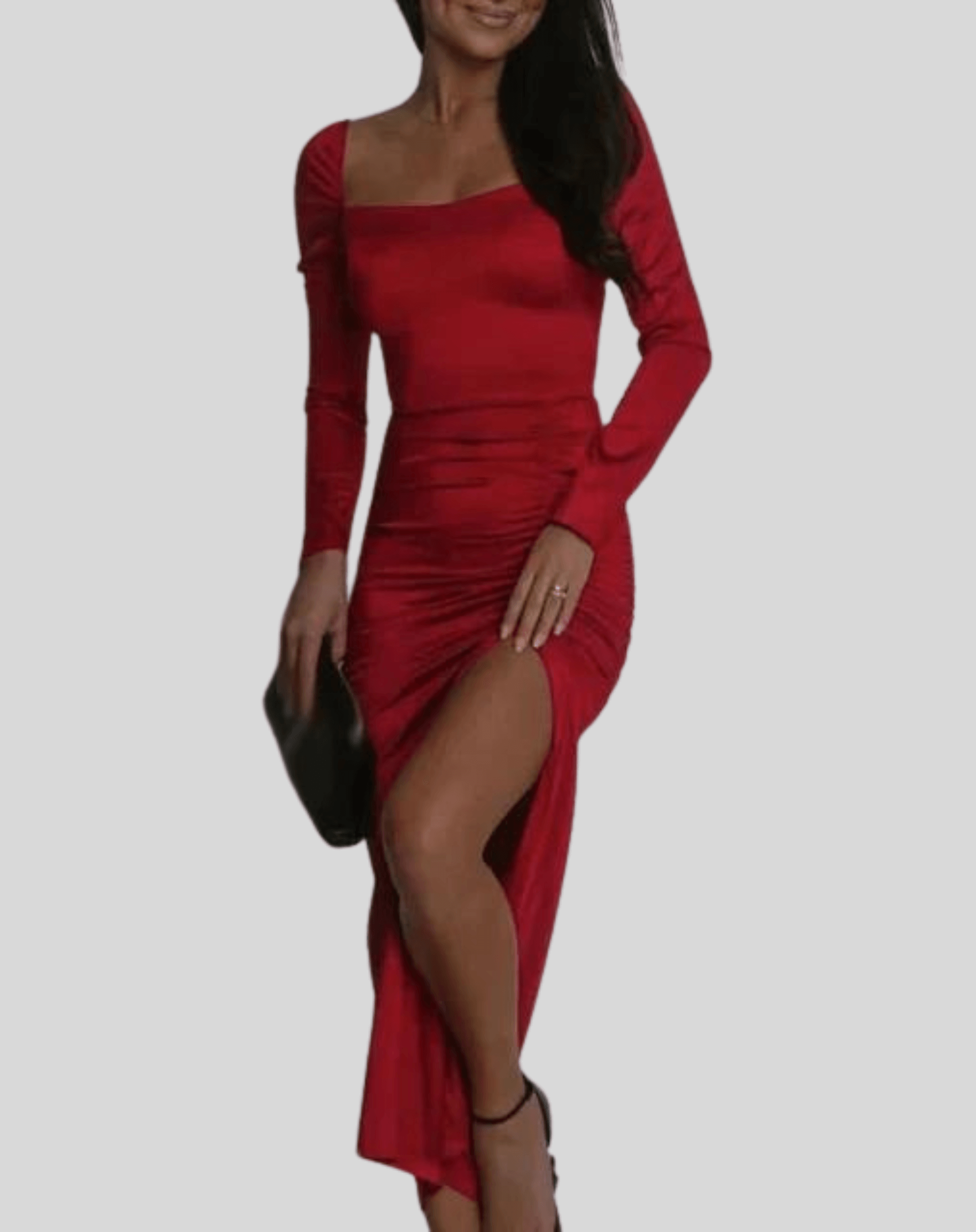 Luxurious Soft Evening Dress with High Slit - Luxivelle
