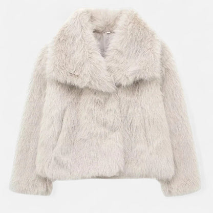 Short Puffer Winter Coat for Women with Faux Fur Collar