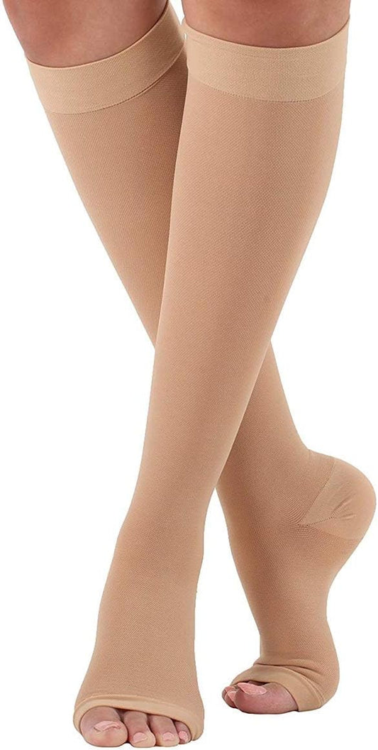 Breathable Open Toe Compression Socks for Improved Circulation - Luxivelle