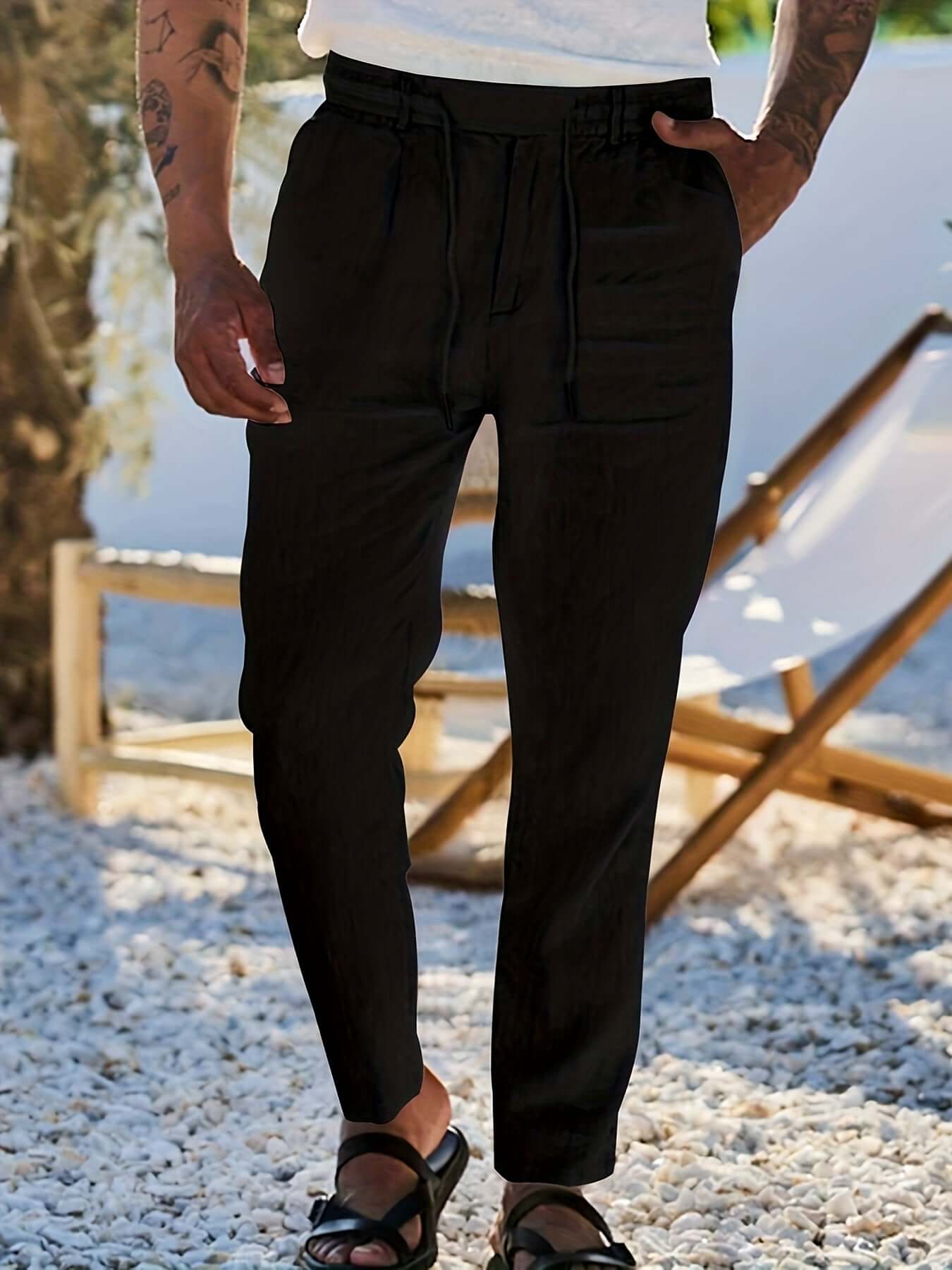 Comfortable Loose Fit Linen Trousers for Men