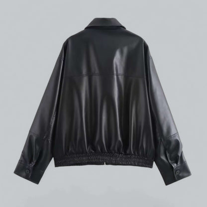 Classic Ladies Fake Leather Biker Jacket