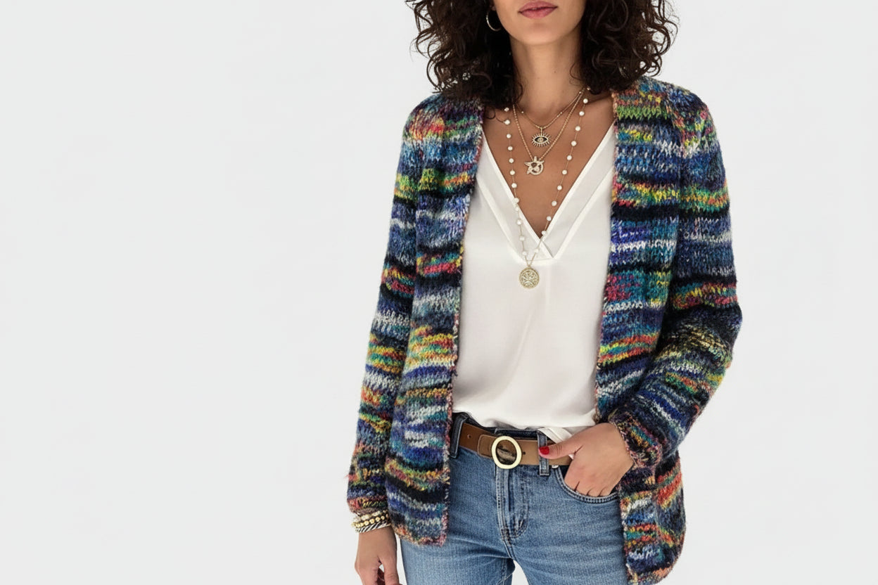 Colorful Soft Knit Cardigan Sweater - Luxivelle