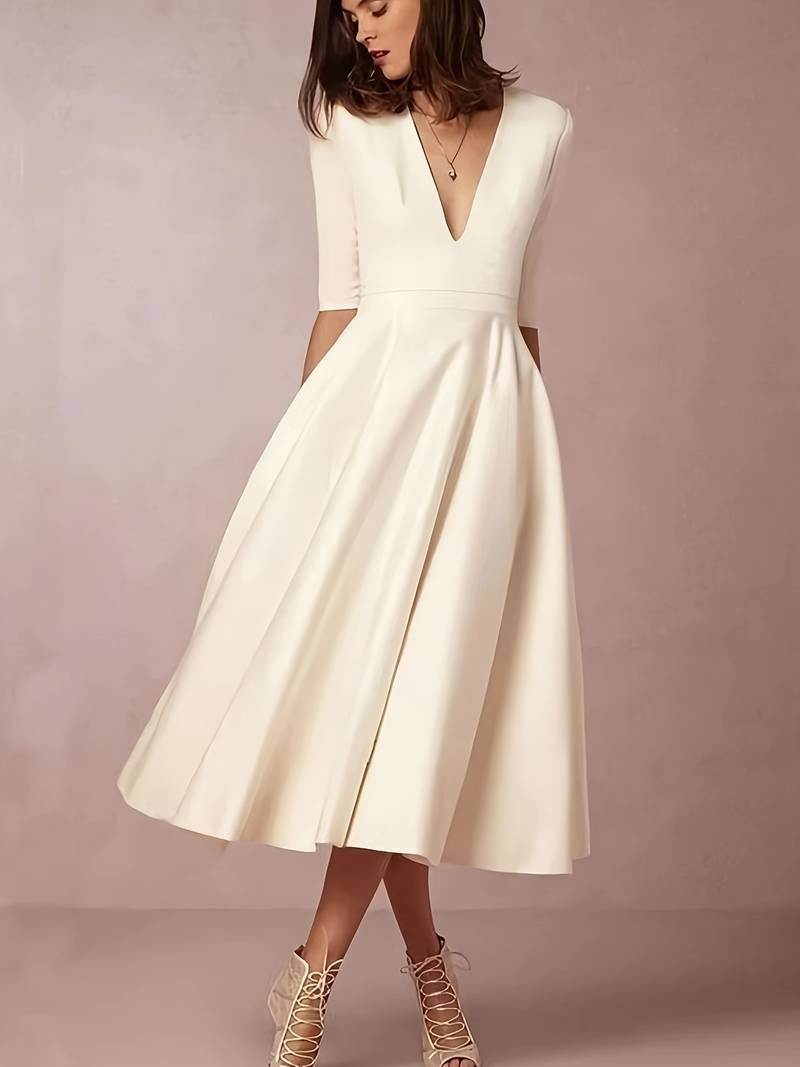 Fashionable V-Neck Mini Dress for Women - Luxivelle