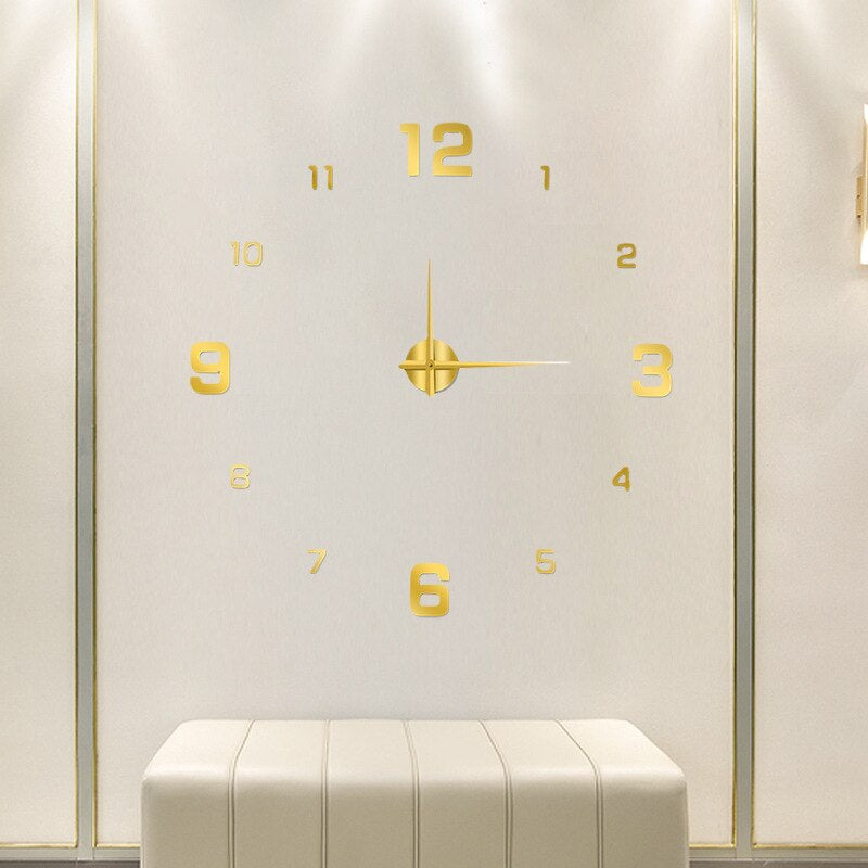 "Black Quartz Wall Clock with sleek design; enhances home decor; modern artistic style; perfect for living room or office."
