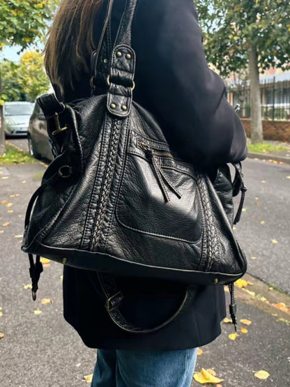 Ladies Chic Faux Leather Tote Bag - Luxivelle